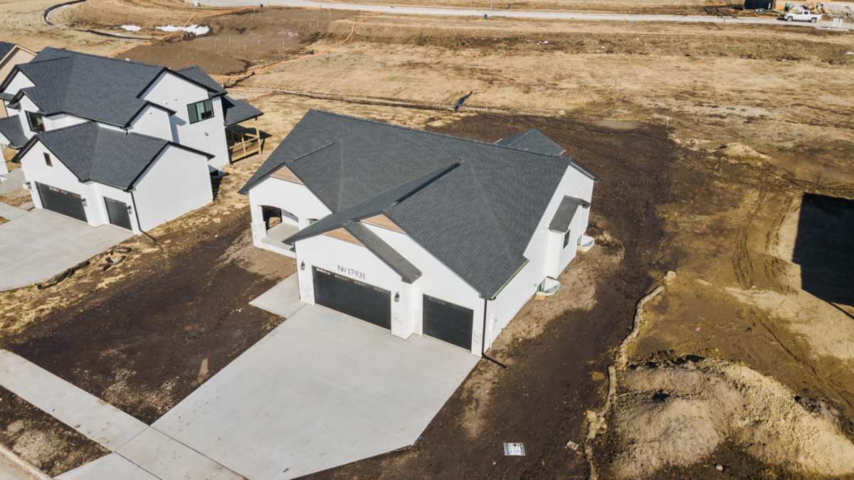 Aerial view of residential flooring project by Bryan Flooring